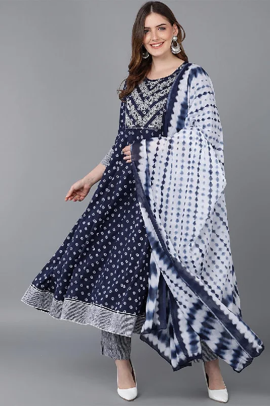 Women's Cotton Embroidered Printed Kurta Pant With Dupatta  - Ahika Comfortable Jogger Trousers