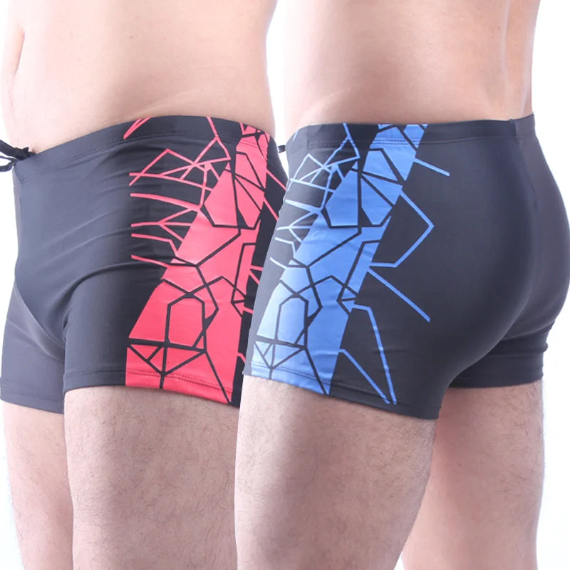 Matching Color Black and Dark Grey Swimming Trunk Geometric Imprint Male Swimwear Waist-tie Nylon Men Swimsuit Drop Shipping Mesh Detail Bikini Matching Color Black and Dark Grey Swimming Trunk Geometric Imprint Male Swimwear Waist-tie Nylon Men Swimsuit Drop Shipping Mesh Detail Bikini